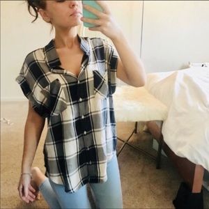 Jachs girlfriend plaid flannel button down top